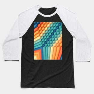 Exponential Edges Red, Blue and Orange Geometric Abstract Artwork Baseball T-Shirt